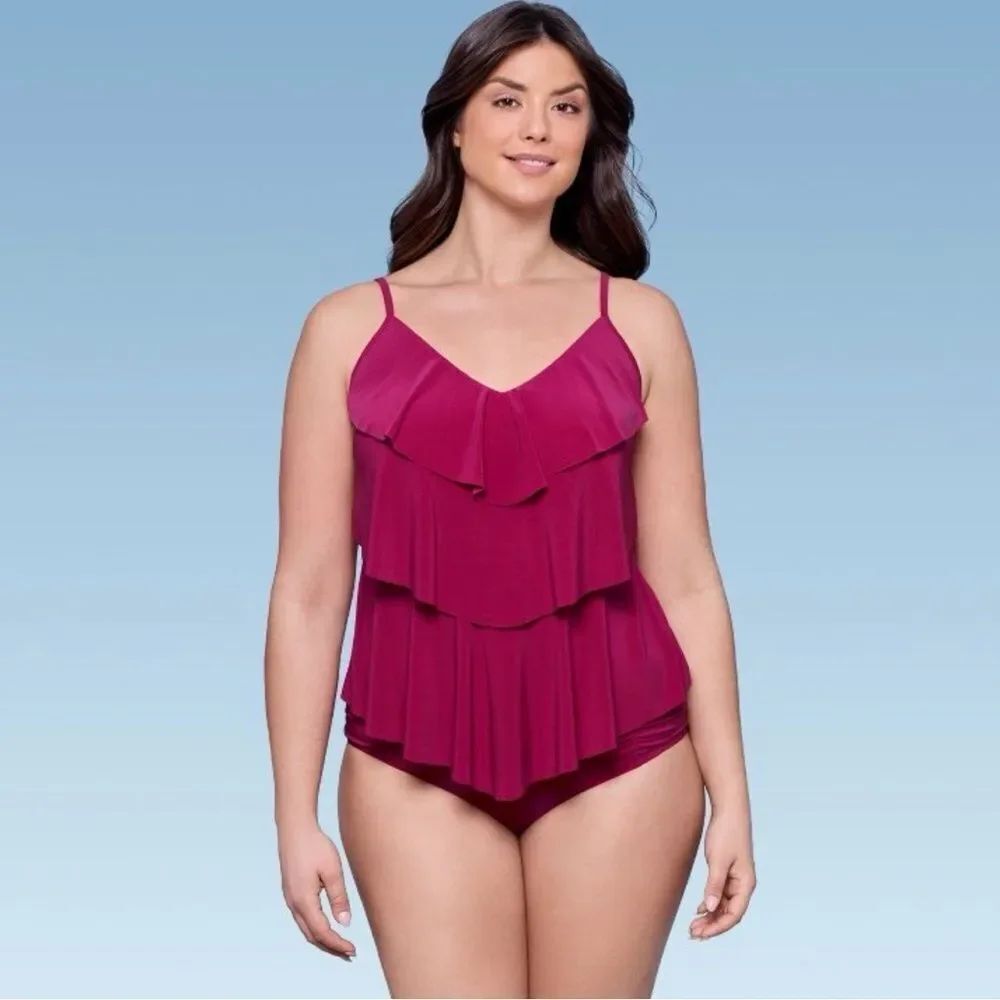 Aqua Green Tankini Top Crush Pink NWT Size 2XL